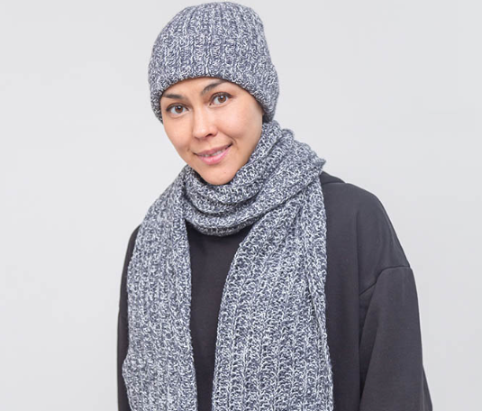 Женская серая шапка из конопли и мериноса Uzor Wear